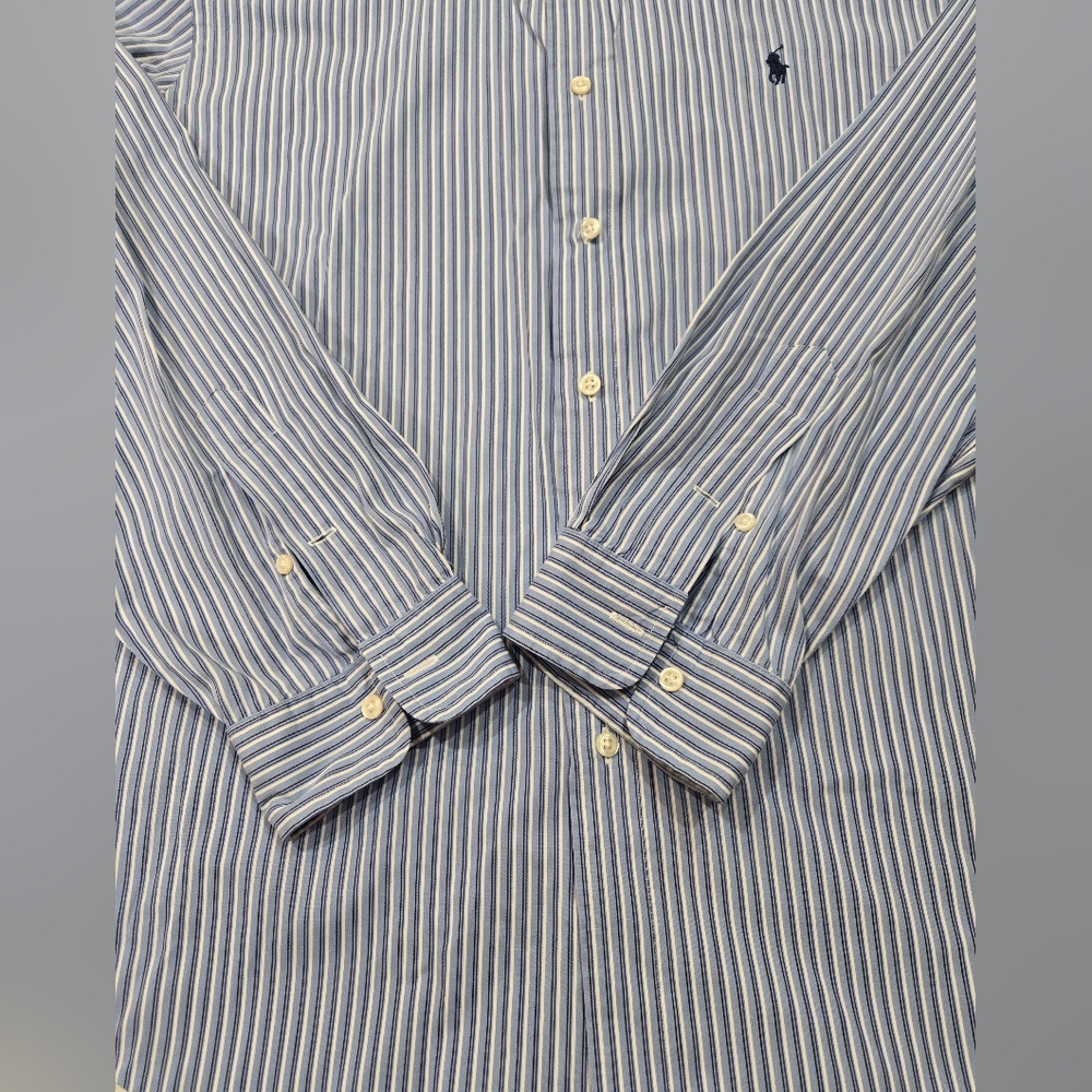Ralph Lauren Blue and White Striped Dress Shirt Classic Fit Size XL 100% Cotton - Picture 5 of 13